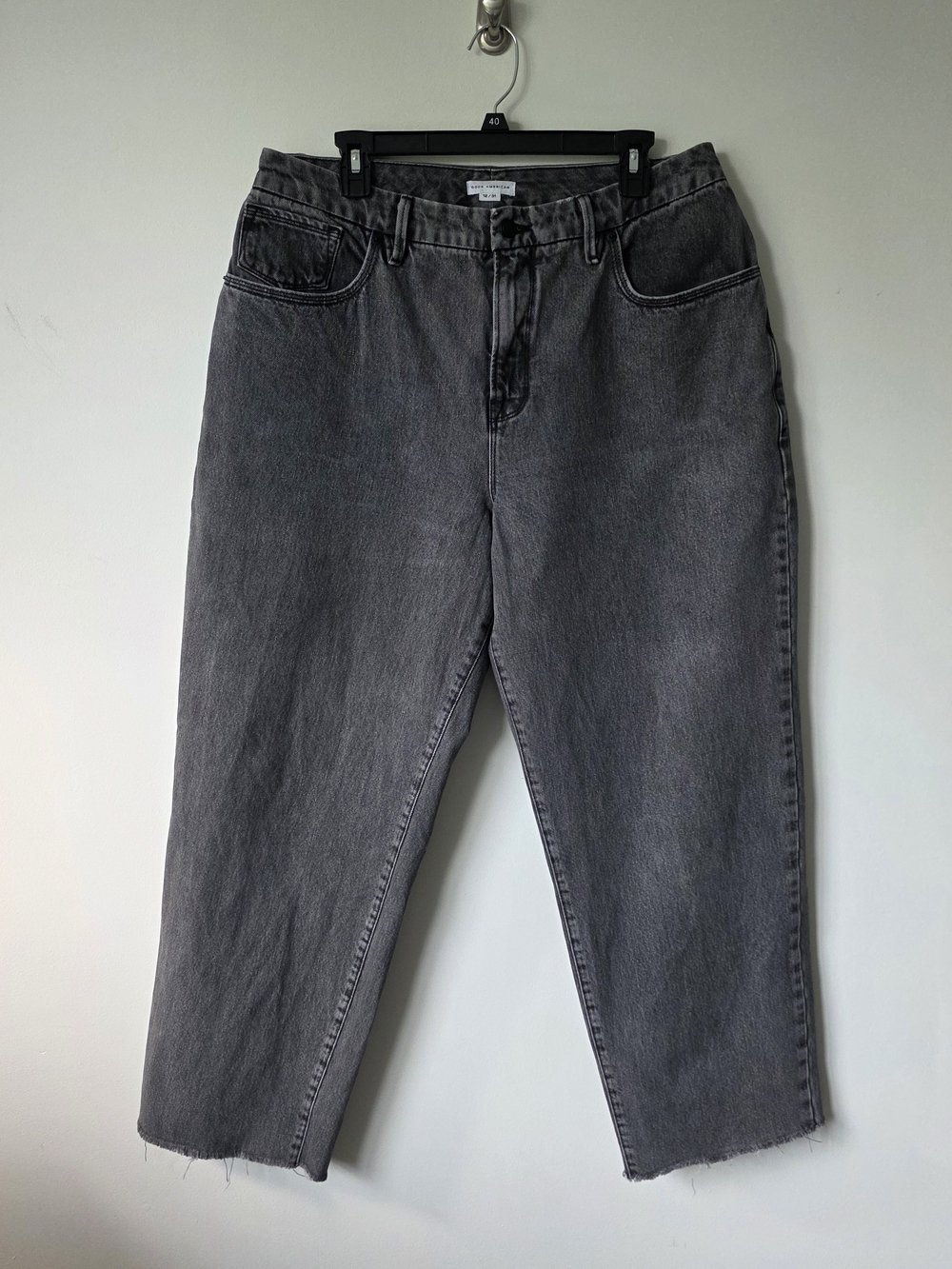 Good American GOOD ’90s Loose Jeans 12/31 Washed Black Raw Hem High Rise Relaxed